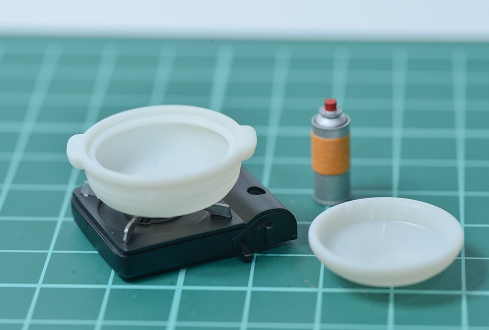 1/12 土鍋、カセットコンロセット 3Dプリンタ出力未塗装キット (1/24,1/35,1/45もあり)