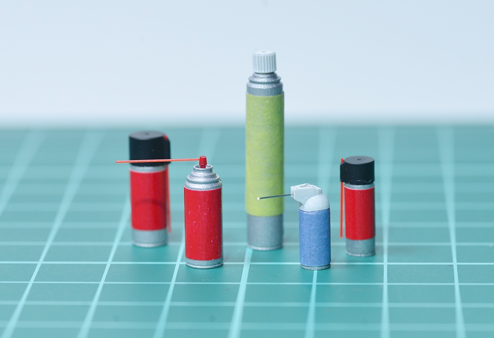 1/12 ケミカルスプレー缶セット(4種5本セット) 3Dプリンタ出力未塗装キット