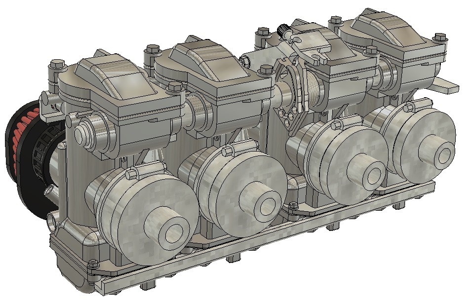 1/12 4連スポーツキャブレター 3Dプリンタ出力未塗装キット (スーフォア、Z2他ピッチ)