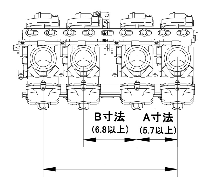 1/12 4連スポーツキャブレター 3Dプリンタ出力未塗装キット (スーフォア、Z2他ピッチ)