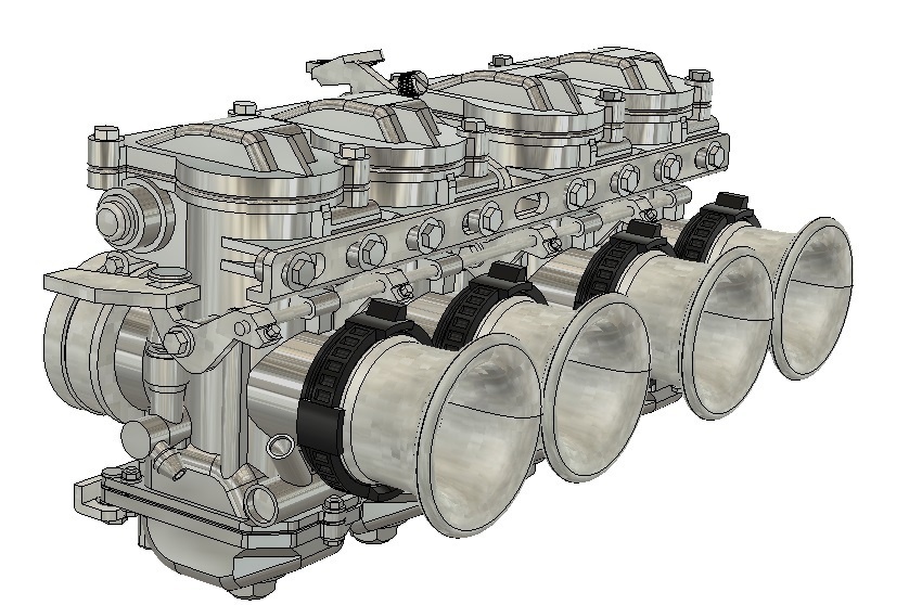 1/12 4連スポーツキャブレター 3Dプリンタ出力未塗装キット (スーフォア、Z2他ピッチ)