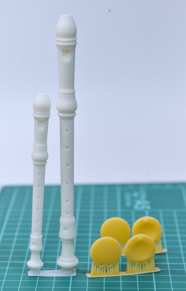 リコーダー、カスタネットミニチュアセット(ソプラノ、アルト)3Dプリンタ出力未塗装キット (1/12,1/10,1/8,1/7,1/6,1/4,1/3)