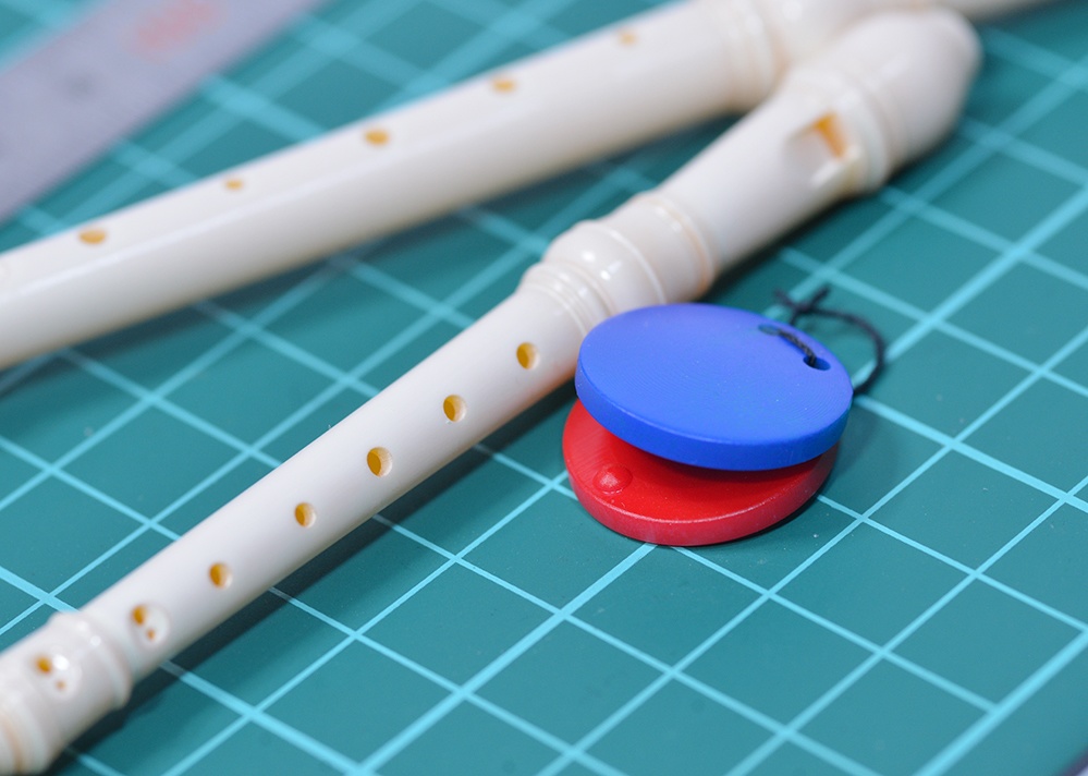 リコーダー、カスタネットミニチュアセット(ソプラノ、アルト)3Dプリンタ出力未塗装キット (1/12,1/10,1/8,1/7,1/6,1/4,1/3)