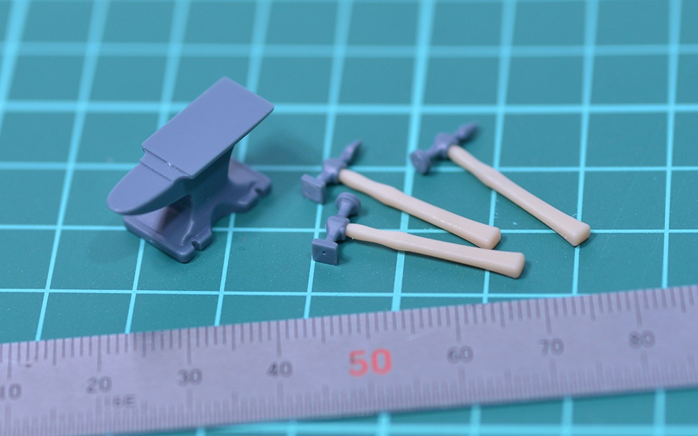 1/12 アンビル(金床)、板金ハンマーセット 3Dプリンタ出力未塗装パーツ