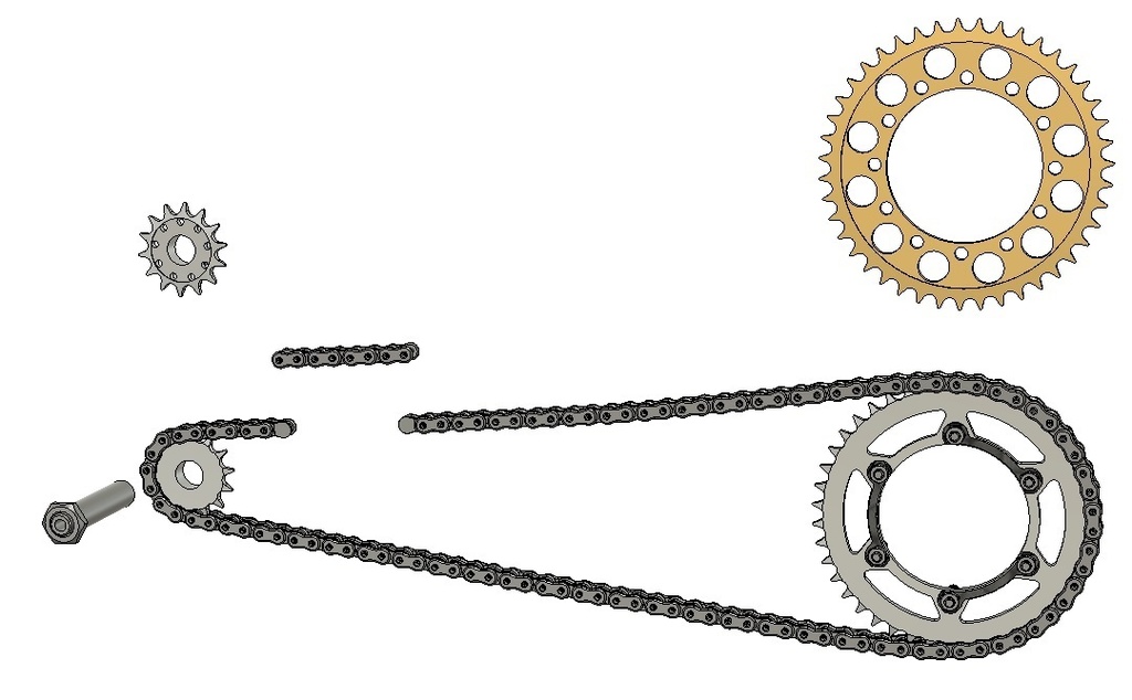 1/12 TZR250(3MA)用チェーン、スプロケットセット 3Dプリンタ出力未塗装キット