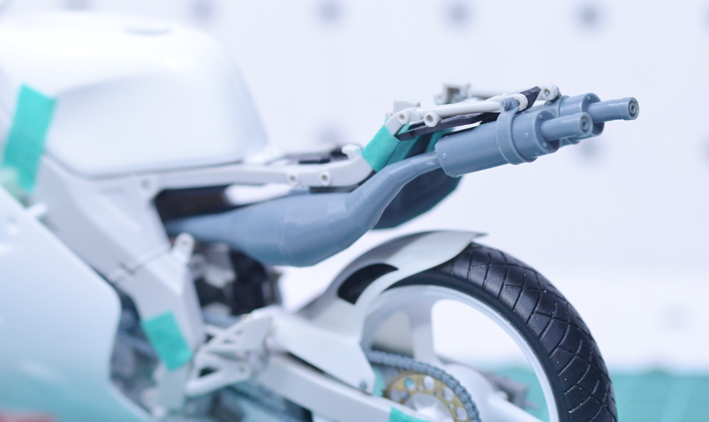 1/12 TZR250(3MA)用社外チャンバー、マフラー(レーシングチャンバー) 3Dプリンタ出力未塗装キット (オプションでロングサイレンサーもあり)