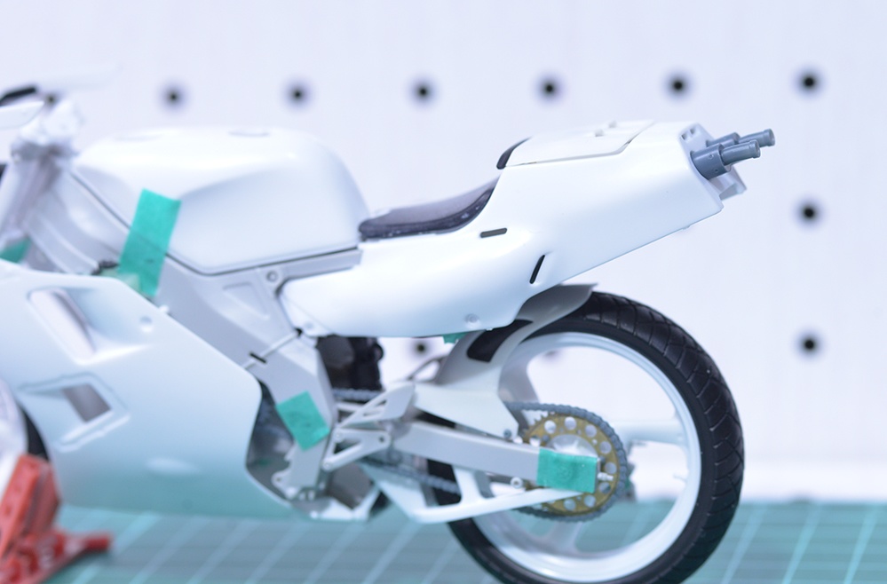 1/12 TZR250(3MA)用社外チャンバー、マフラー(レーシングチャンバー) 3Dプリンタ出力未塗装キット (オプションでロングサイレンサーもあり)