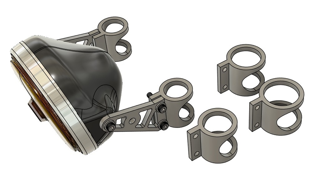 1/12 オートバイ用汎用ヘッドライト&ライトステー 3Dプリンタ出力未塗装キット