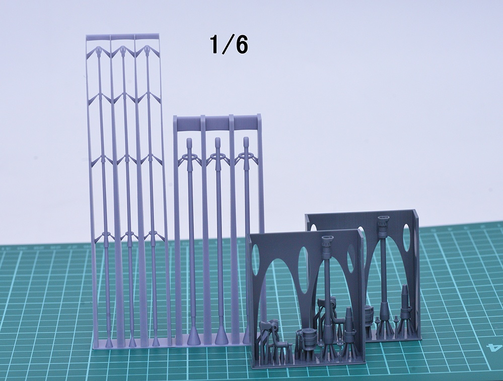 1/12 釣り竿、リールセット(6ftバスロッド風) 3Dプリンタ出力未塗装キット (1/6、1/8もあり)