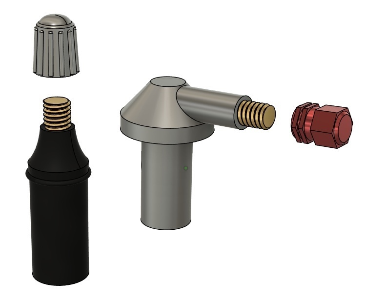 1/12 タイヤエアバルブ(ノーマル、横向きセット) 3Dプリンタ出力未塗装キット