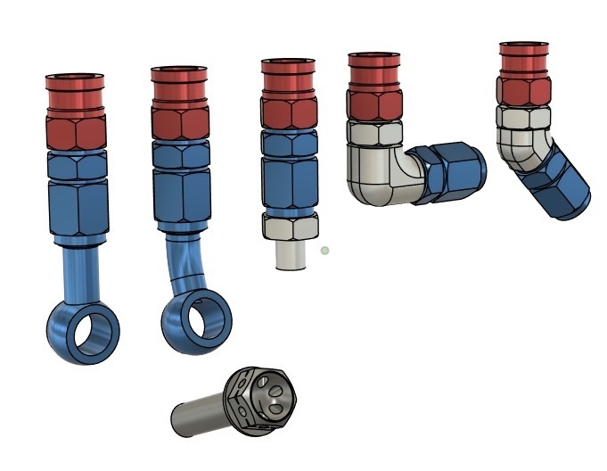 1/12 ブレーキホースフィッティング 3Dプリンタ出力未塗装キット