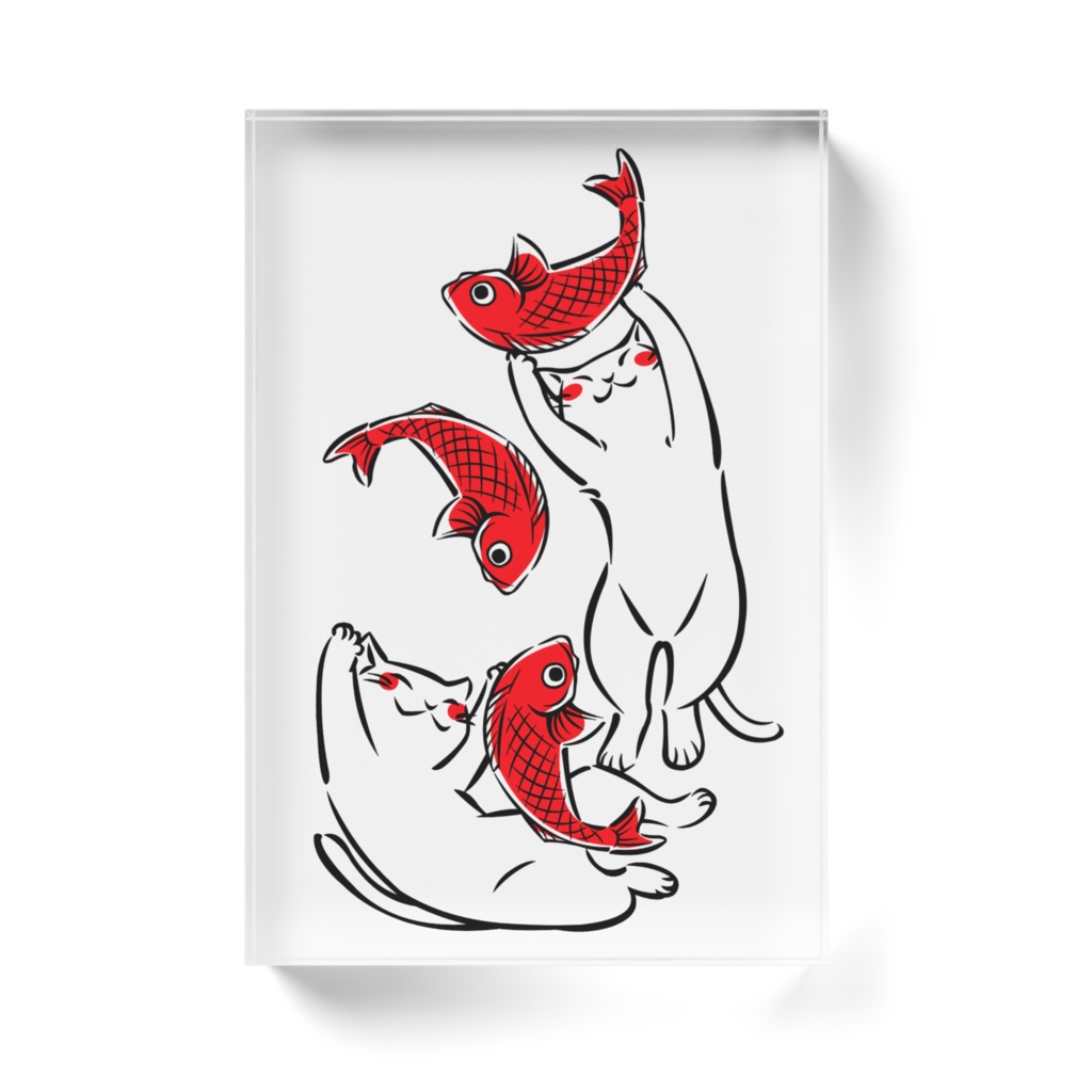 和風猫(アクリルブロック)