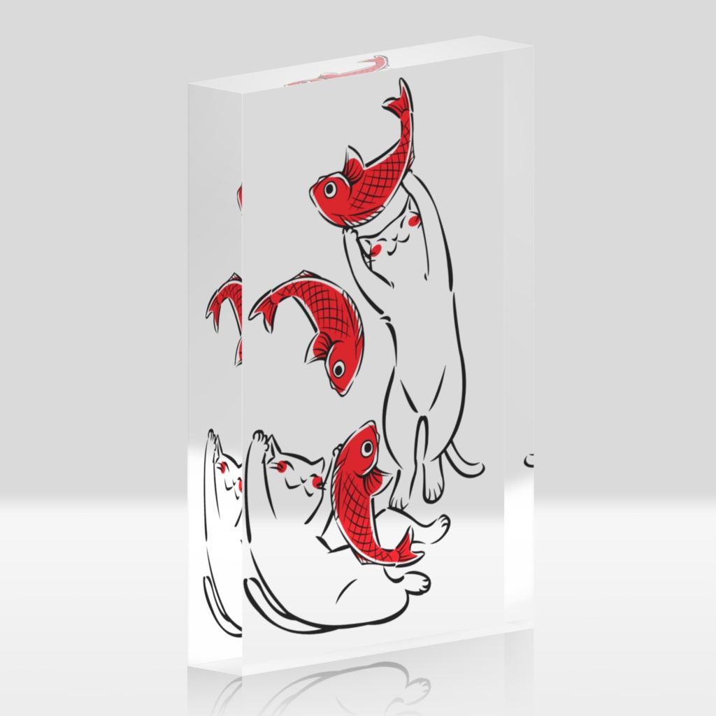 和風猫(アクリルブロック)