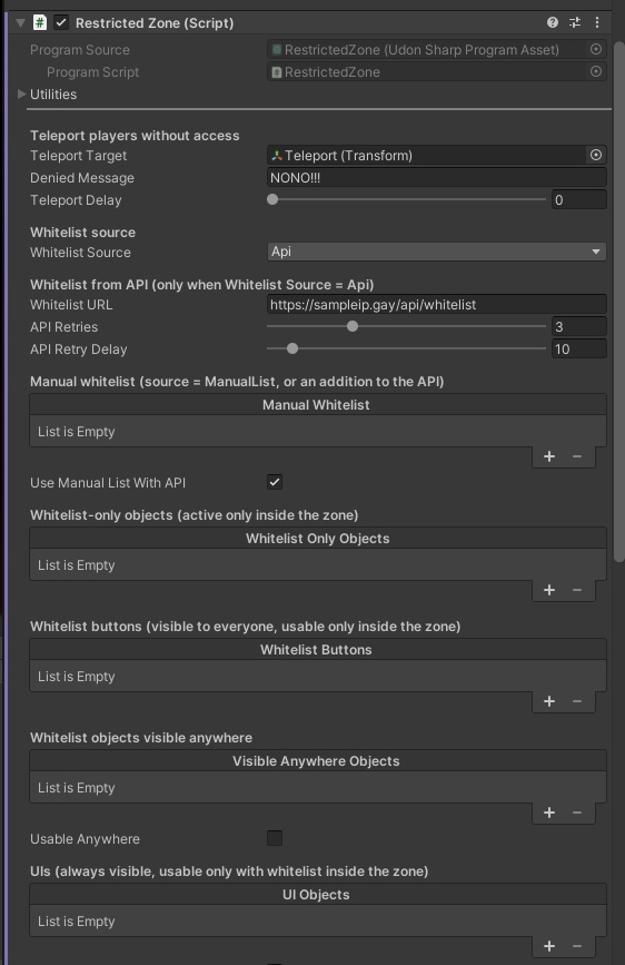 RestrictedZone Whitelist System