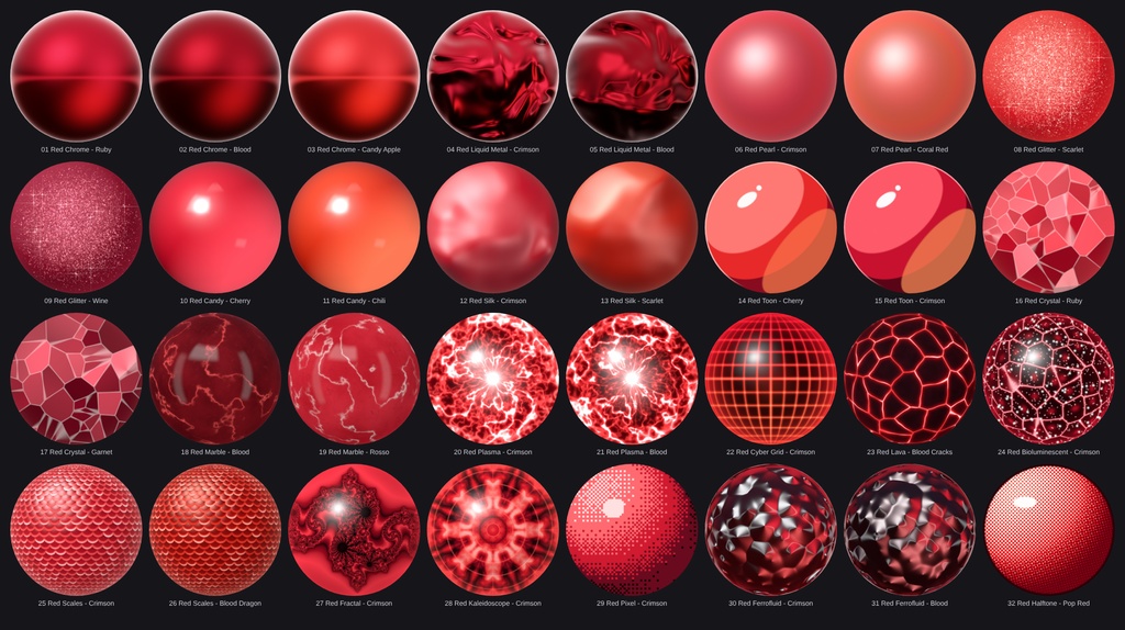 Red Matcap pack - 64 Matcaps