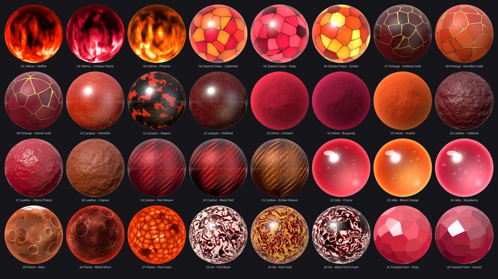 Red Matcap pack - 64 Matcaps