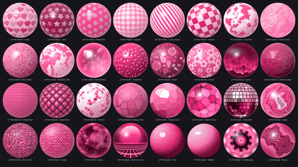 Pink Matcap Pack - 32 Matcaps