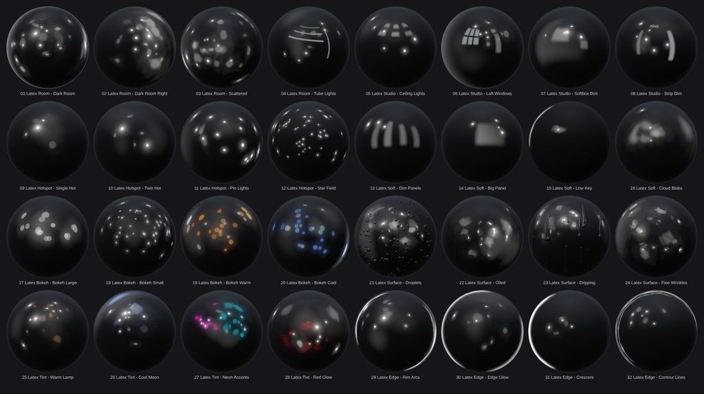 Latex Matcap Pack - 32 Matcaps