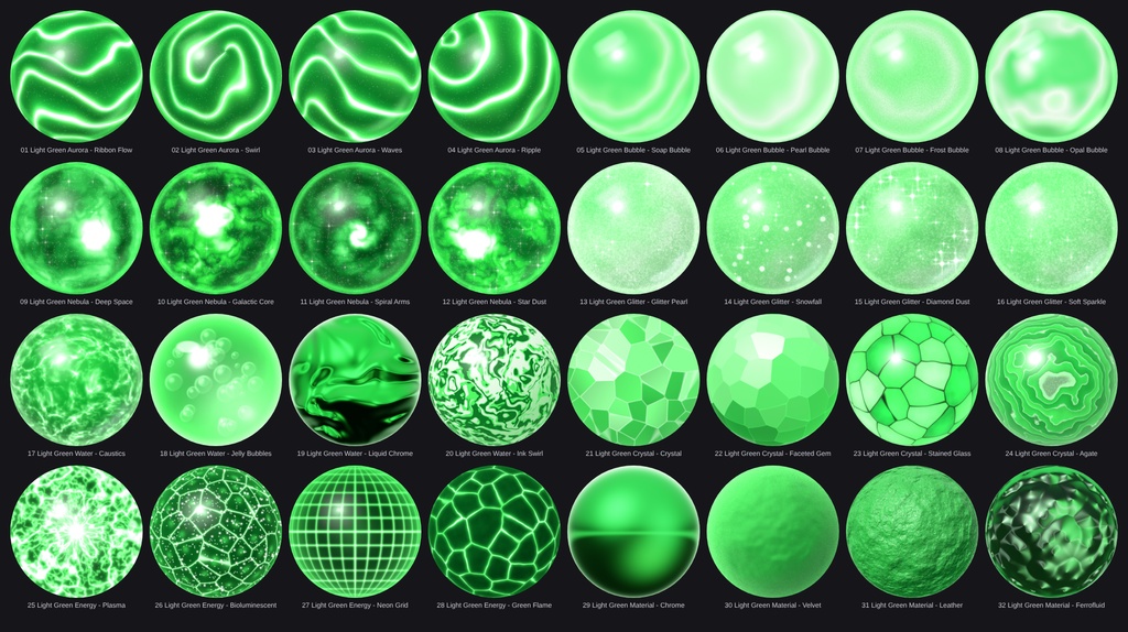 Green Matcap Pack - 64 Matcaps