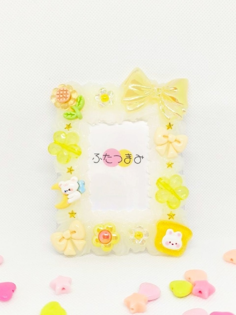 イエロー🎀枠太め B8サイズ硬質デコケース