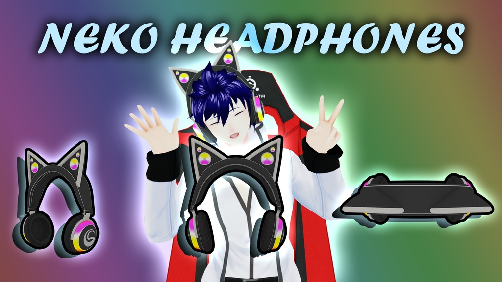 [VRM/Unity] Neko RGB Headphones