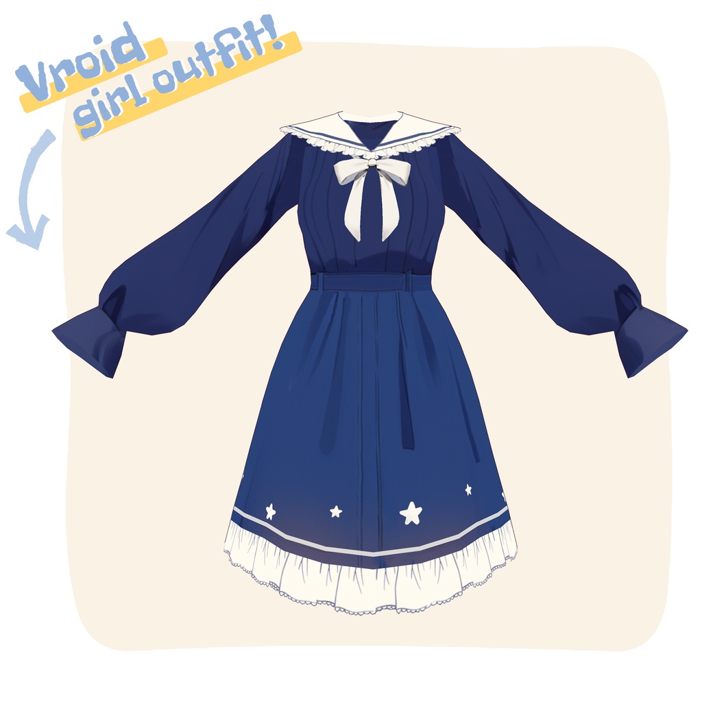 [Vroid] Sailor dress セーラー服のスカート
