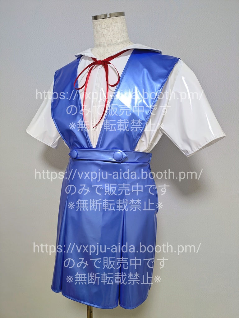 素人製作 エナメル 男性M(女性L)相当 エヴァンゲリオン風 コスプレ 衣装 中学校女子制服 学生服 半袖 コスチューム ストレッチエナメル