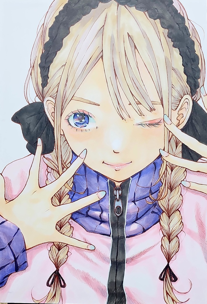 アナログイラスト原画販売 タイトル『Peachy Pals』