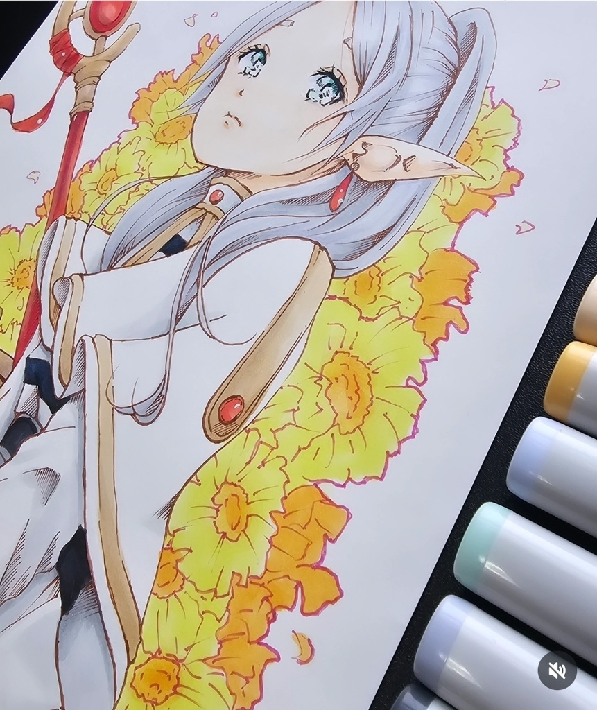 『葬送のフリーレン』よりフリーレンの二次創作 アナログイラスト原画販売ふ