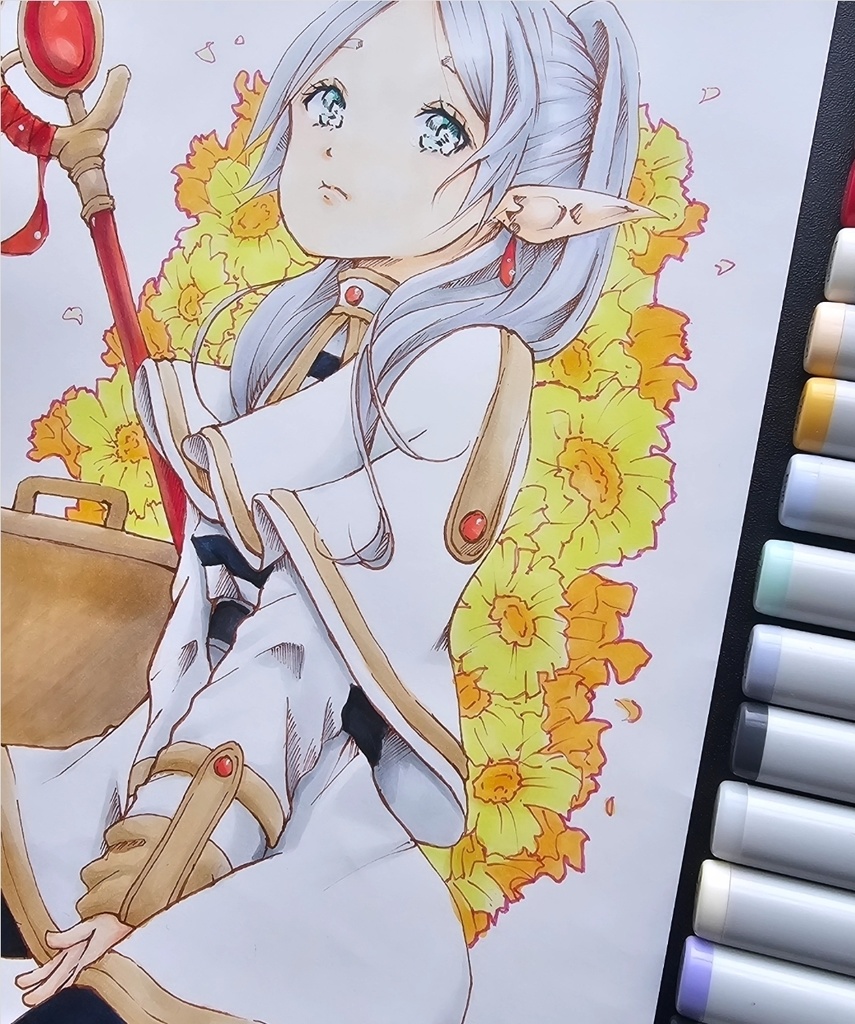 『葬送のフリーレン』よりフリーレンの二次創作 アナログイラスト原画販売ふ