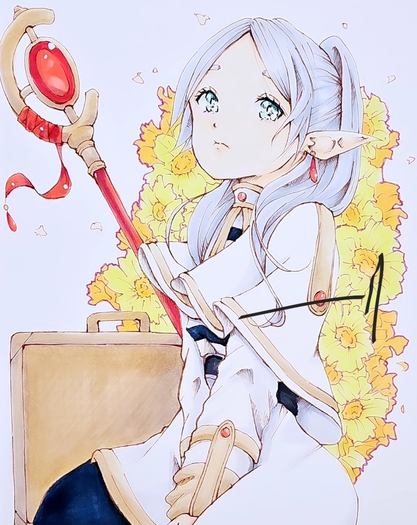 『葬送のフリーレン』よりフリーレンの二次創作 アナログイラスト原画販売ふ