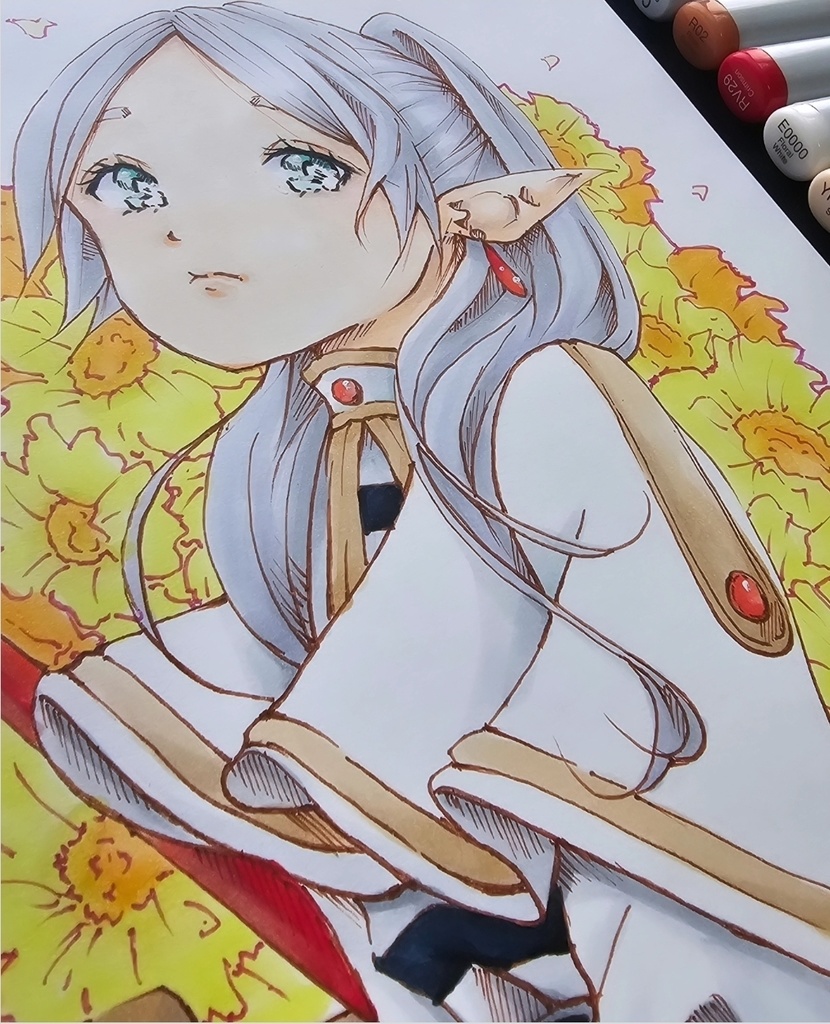 『葬送のフリーレン』よりフリーレンの二次創作 アナログイラスト原画販売ふ