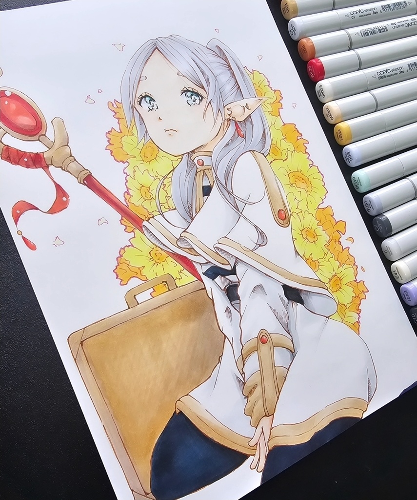 『葬送のフリーレン』よりフリーレンの二次創作 アナログイラスト原画販売ふ