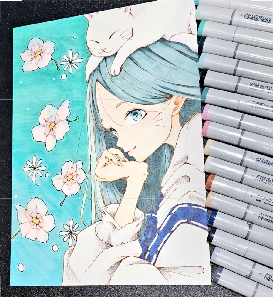 タイトル『neko_musume』アナログイラスト原画販売