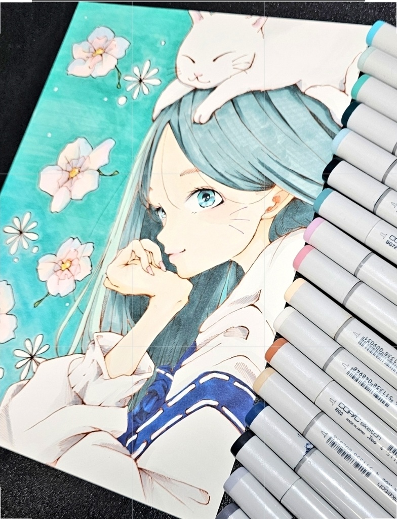 タイトル『neko_musume』アナログイラスト原画販売