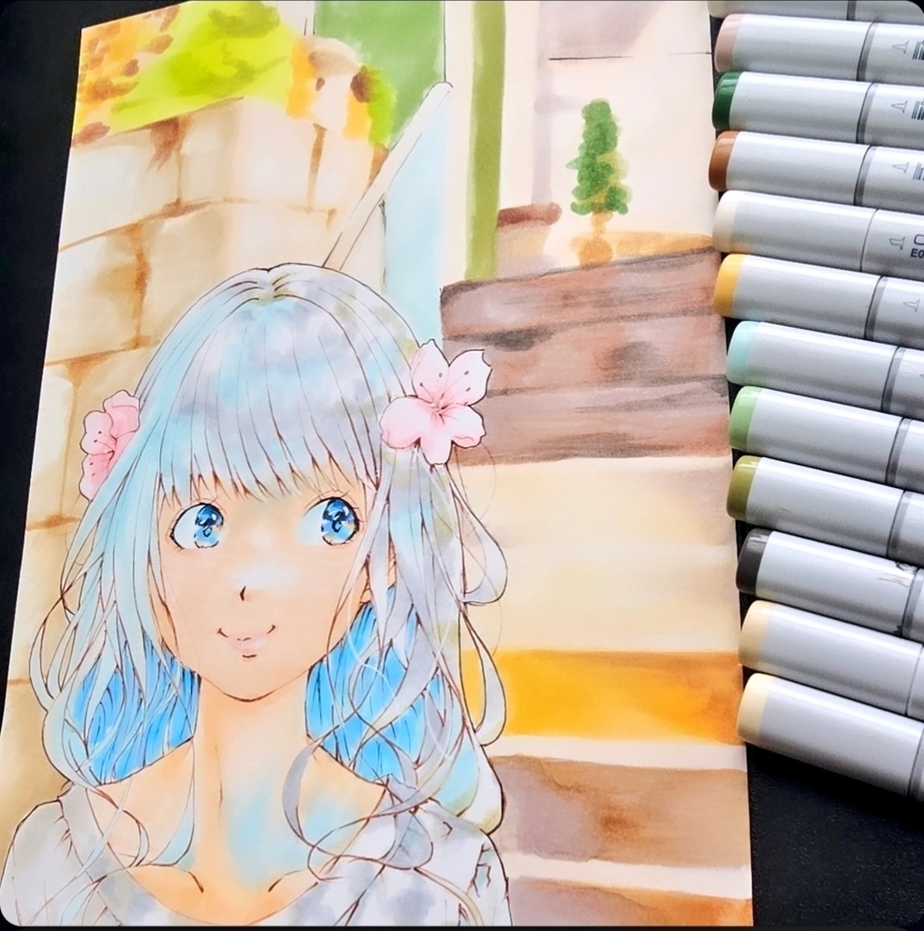 『in a blossom mood 🌸』アナログイラスト原画販売