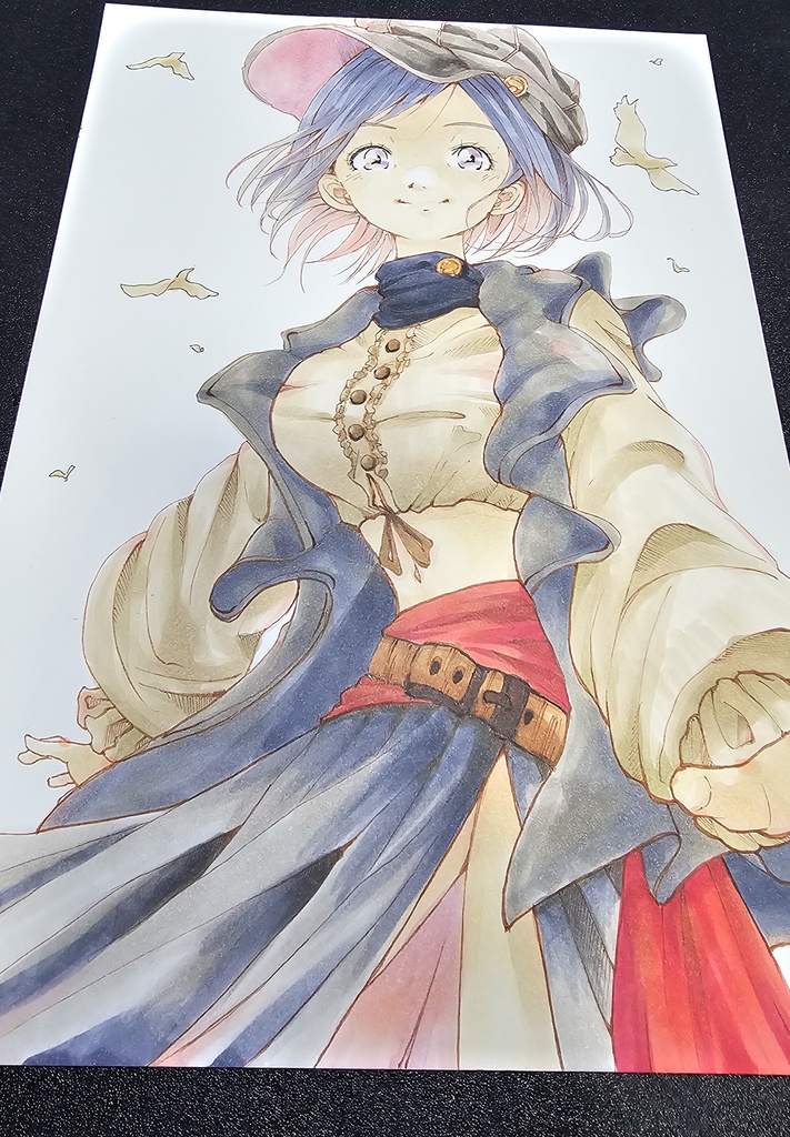 創作手描きイラスト アナログ作品タイトル【空をほどく】