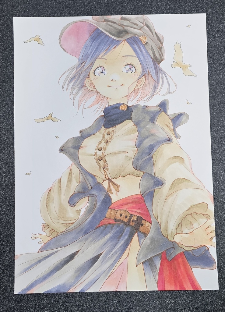 創作手描きイラスト アナログ作品タイトル【空をほどく】