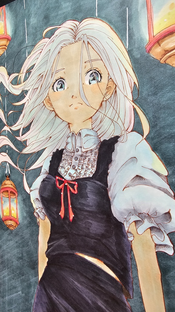 イラスト原画「灯火の降る夜」