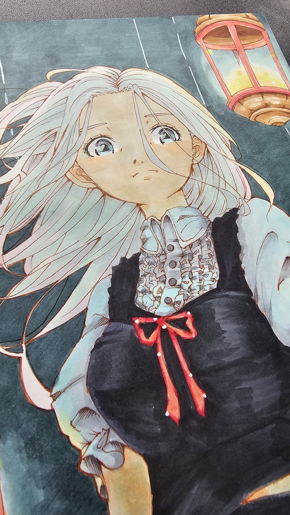 イラスト原画「灯火の降る夜」