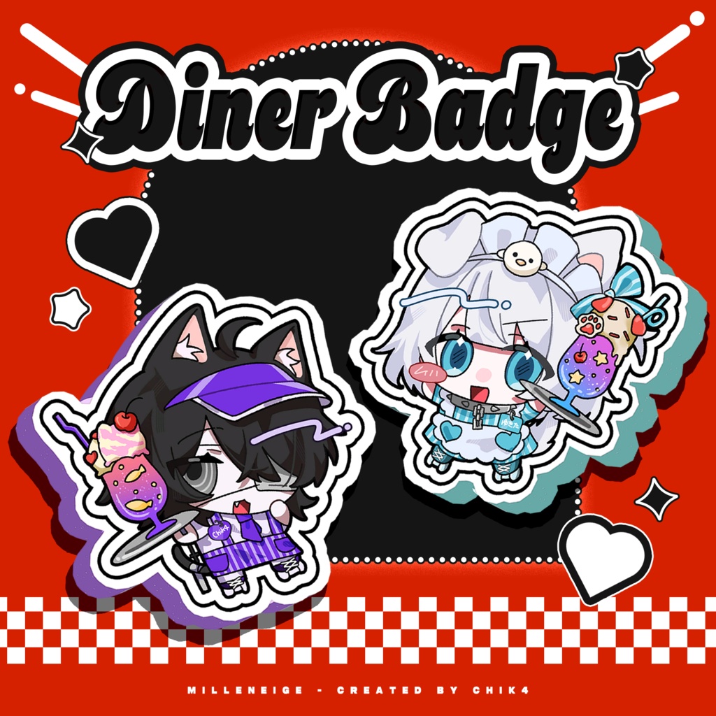 【 無料 / 3D 】Milleneige Diner Badge【 VRChat想定 】