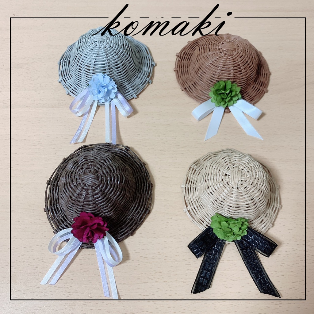 10cmぬいぐるみ用　花リボン麦わら帽子