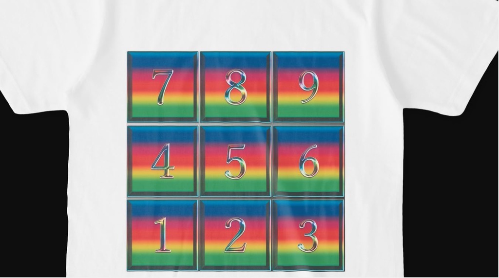 【綺麗で美しい】カラフルなグラデーションのTシャツ!ナンプレを連想させる数字入り♪