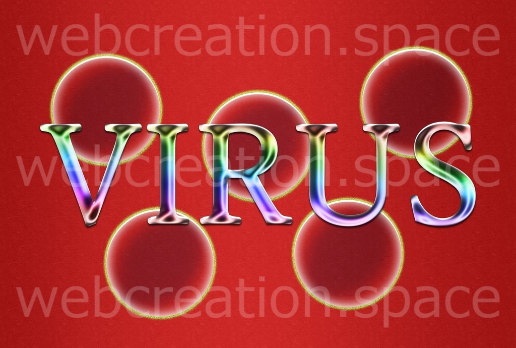 赤の背景色にウイルスの文字！新型コロナウイルスのイラスト♪