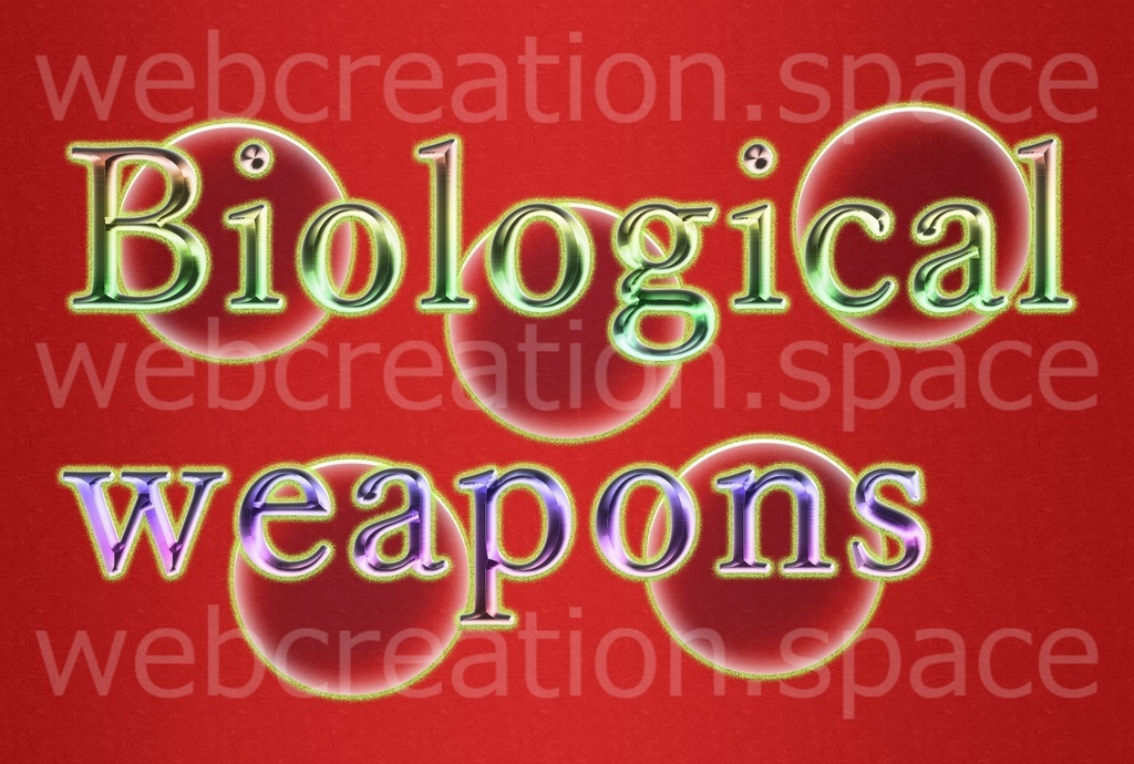 生物兵器(Biological weapons)の文字画像！赤い背景が恐怖を感じさせる♪