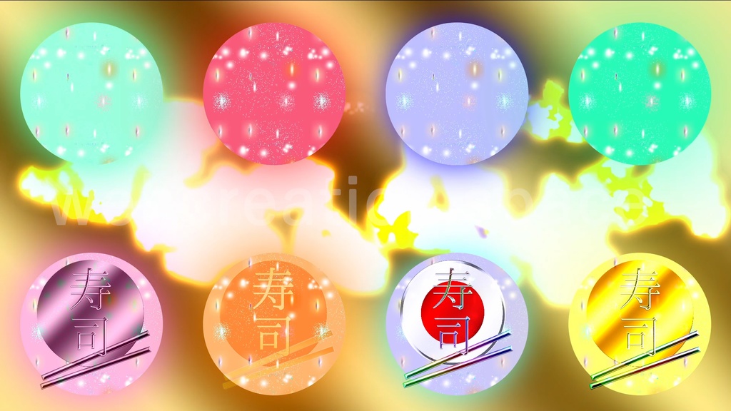 超綺麗 有料動画背景素材 広告宣伝用の寿司 漢字 のアイコン Qhatenaa Booth