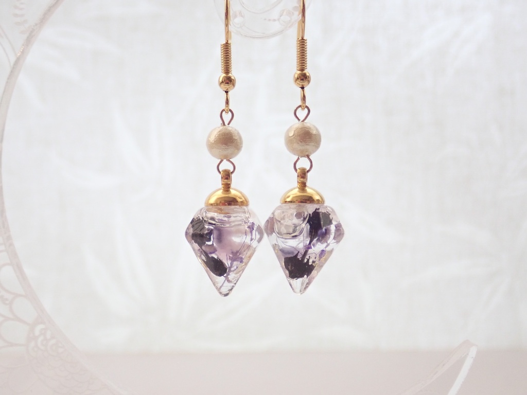 ラベンダー ハーバリウム ピアス