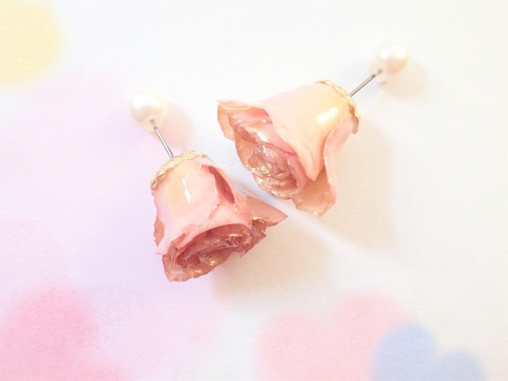 ローズメリアのピアス パールキャッチ モーブピンク✕ゴールド