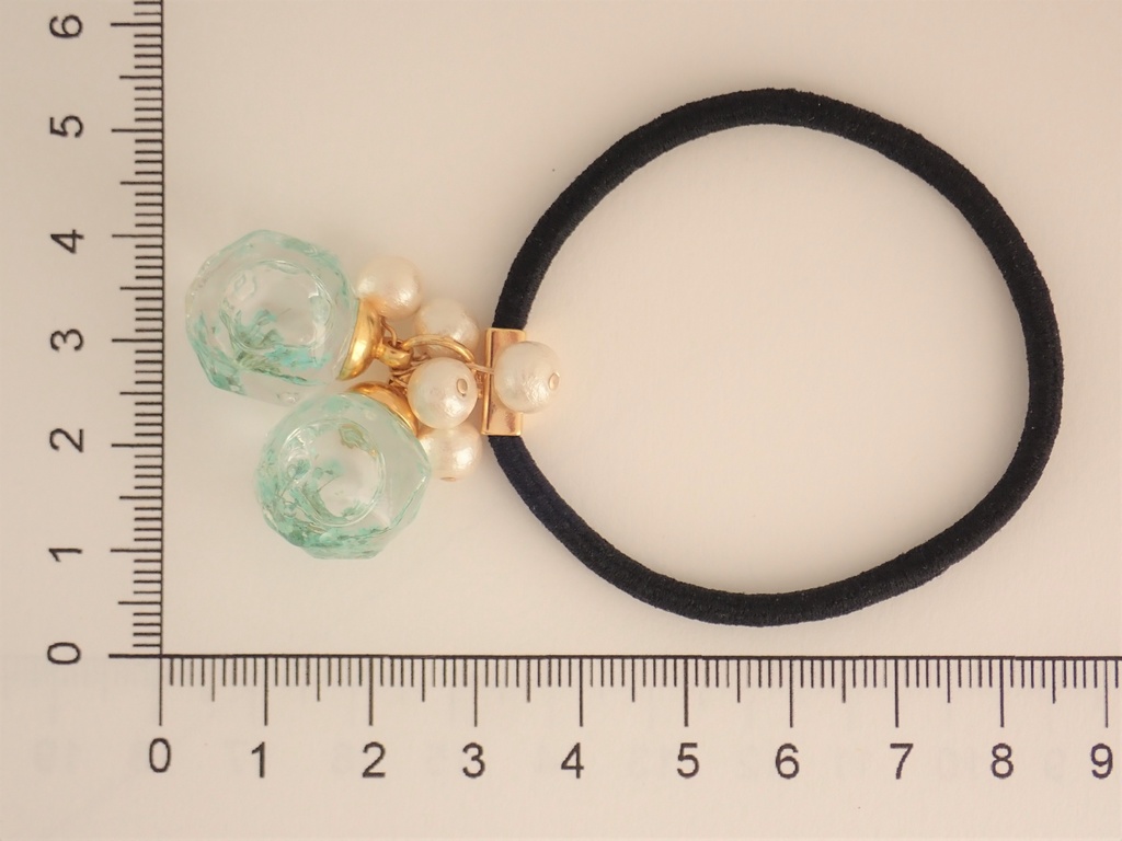 *2WAY* 切子風 水色 ヘアゴム・ブレスレット