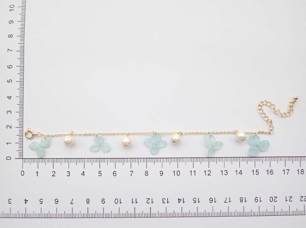 紫陽花✕コットンパール ブレスレット 水色